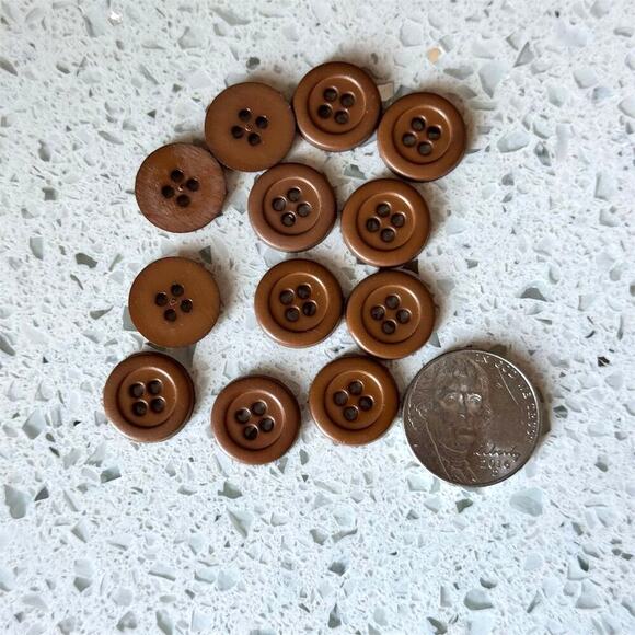 NWOT Vintage Y2K Brown 4-Hole Flat Buttons Set of 12 for Tops 1/2" Classic Style - Picture 5 of 5